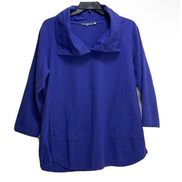 Soft Surroundings Cowl Neck Button Popover Sweatshirt Sz s - Picture 2 of 5